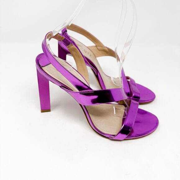 NEW Schutz Fuchsia Kelly Specchio Leather Strappy Sandal Heel Size 7, MSRP $118 - Picture 8 of 12